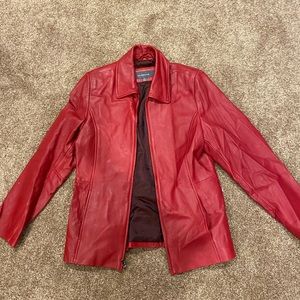 Like new red real leather jacket